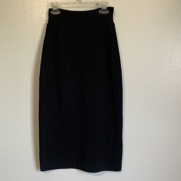 Scanlan Theodore Crepe Knit Pencil Straight Skirt Medium Black Designer Office - Picture 4 of 12